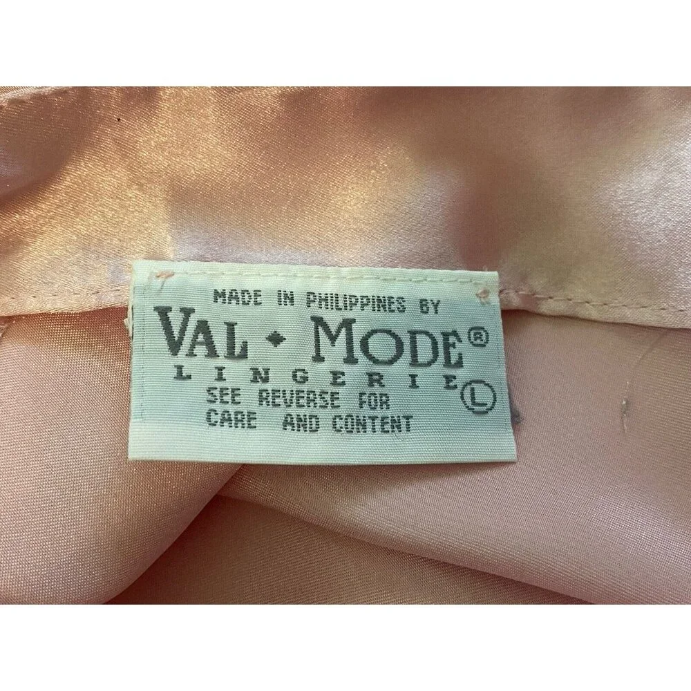 Vintage Val Mode Pink Lingerie Peignoir Sleep Gown Dress Ankle Length Size Large